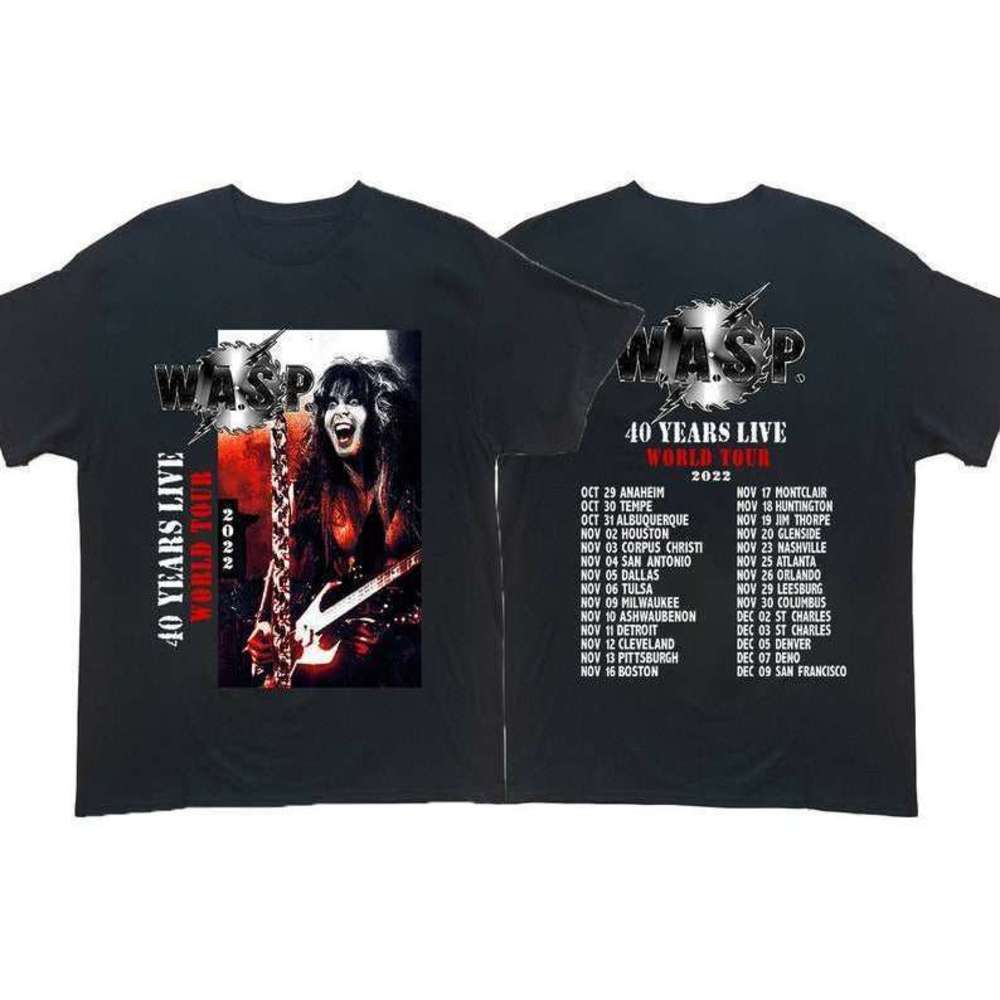 Wasp Wasp 40 Years Live World Tour 2022 T Shirt 2 Sided - Picture 1 of 4